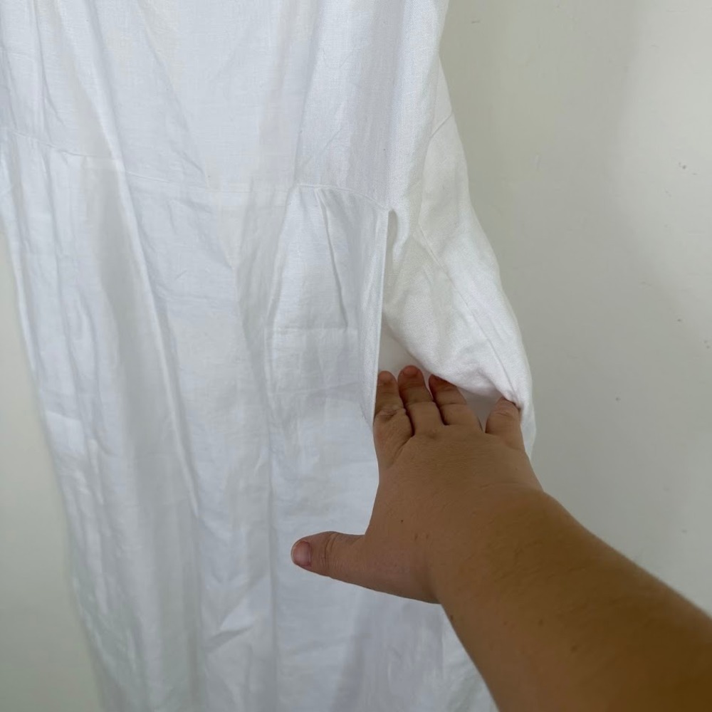 Quince‎ Linen Scoop Neck Midi Sundress White Coastal Beachy Resort Wear Size XL - Picture 7 of 16